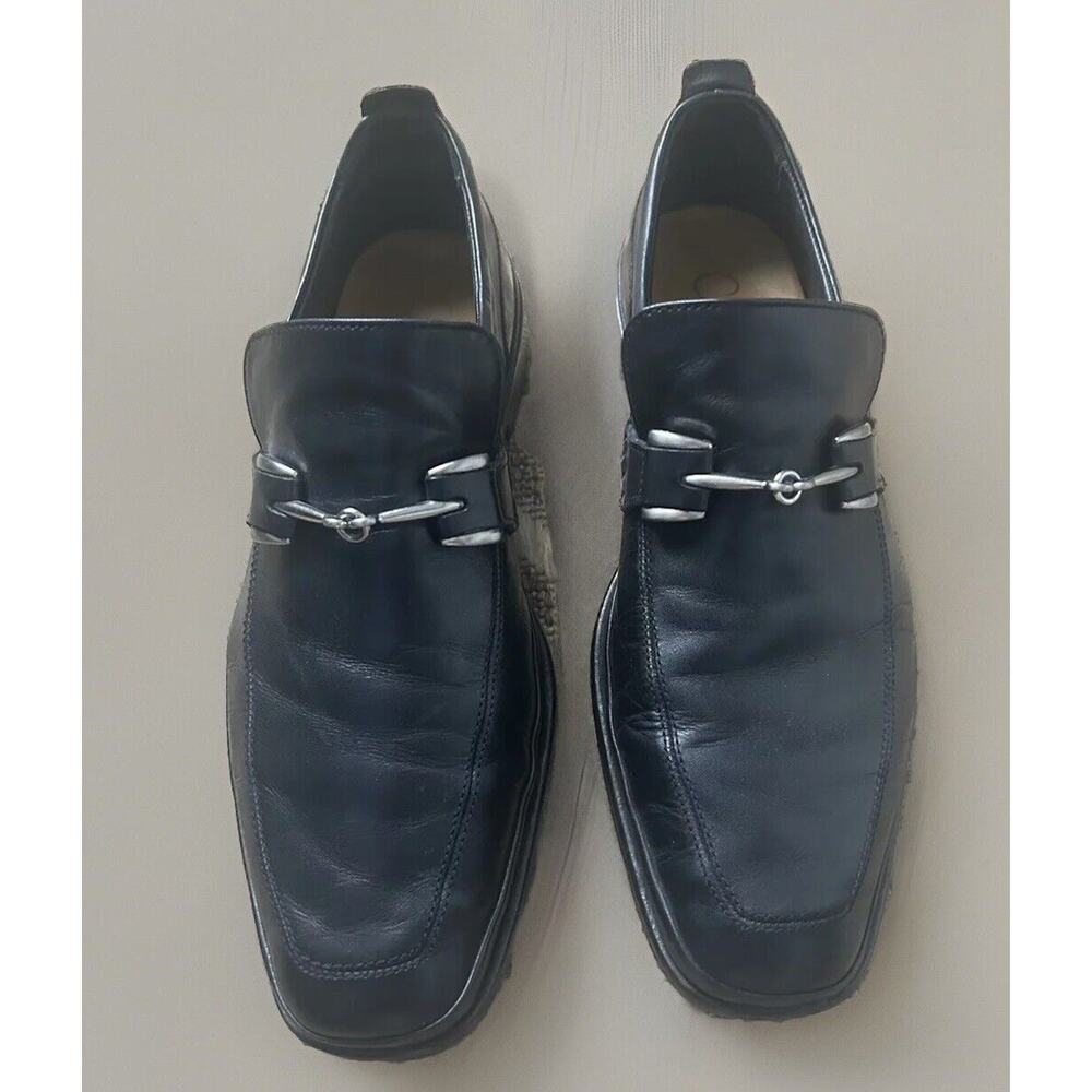 Cole Haan Collection Size 8M Black Leather Silver Ascot Horse Bit‎ Loafers Italy